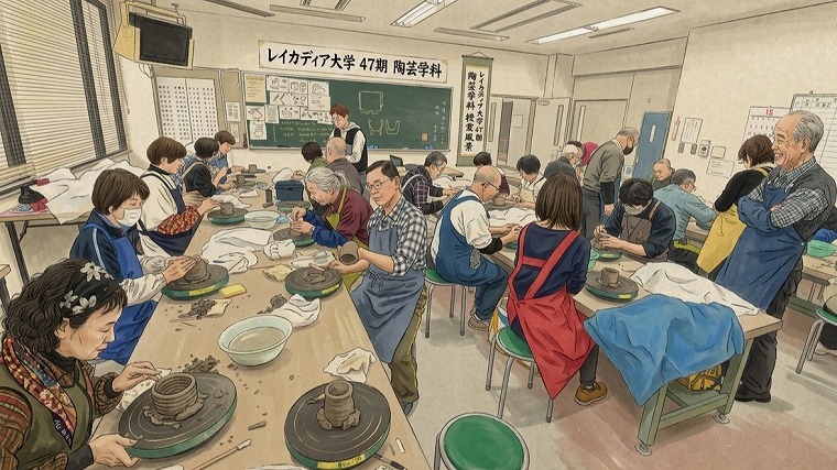 レイカディア大学第４７期陶芸学科の選択講座 授業風景